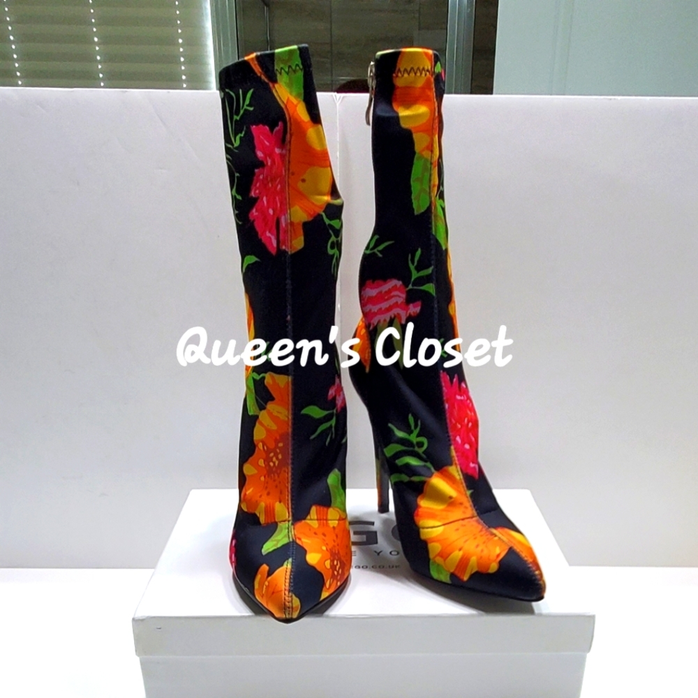 EGO | Women's Floral Calf-Height Booties- BRAND NEW